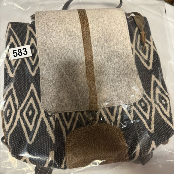 Myra Bag Gray and Tan Geometric Backpack main image 9
